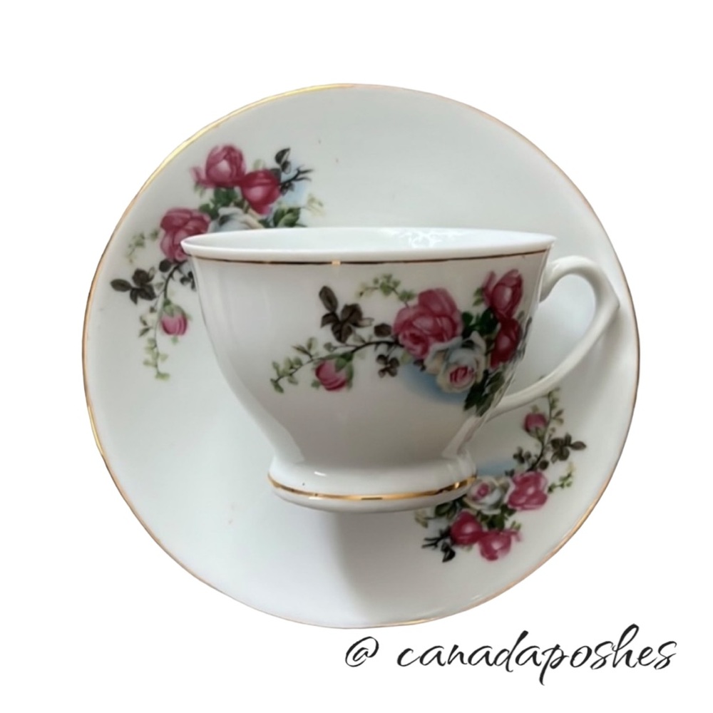 Floral Teacup and Saucer Set